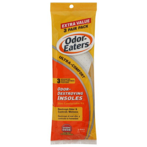 Odor-Eaters Ultra-Comfort Insoles, Odor-Destroying, Extra Value, 3 Pair Pack