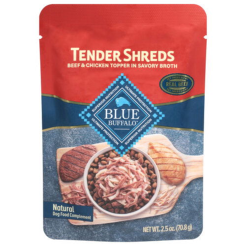 Blue Buffalo Tender Shreds Natural Real Beef Dog Food Complement