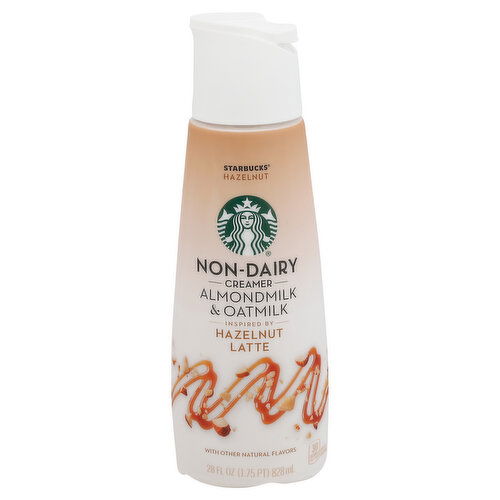 Starbucks Coffee Creamer, Non-Dairy, Almondmilk & Oatmilk, Hazelnut Latte