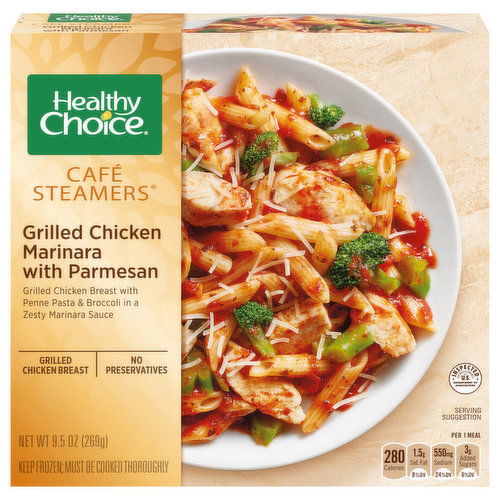 Healthy Choice Cafe Steamers Chicken Marinara, with Parmesan, Grilled