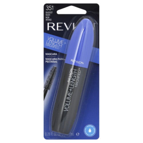 Revlon Mascara, Volume + Length Magnified, Waterproof, Blackest Black 351