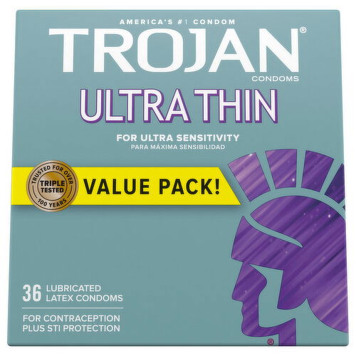 Trojan Condoms, Lubricated, Ultra Thin, Latex