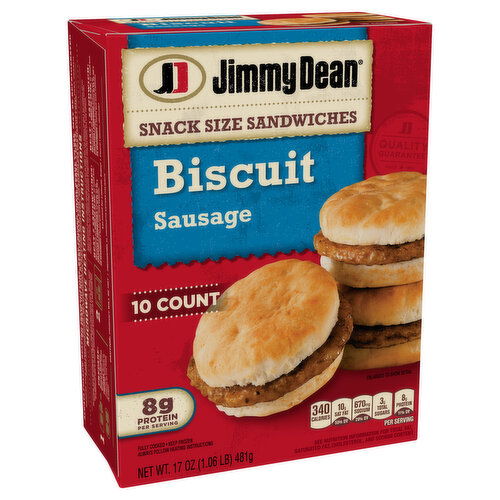 Jimmy Dean Snack Size Sausage Biscuit Sandwiches, 10 Count (Frozen)