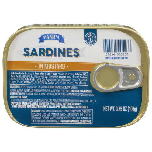 Pampa Sardines, in Mustard, Wild Caught
