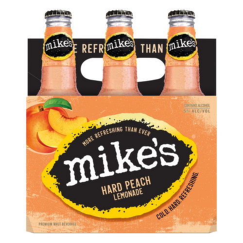 Mike's Beer, Malt Beverage, Premium, Hard Peach Lemonade