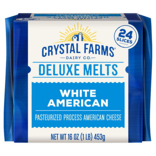 Crystal Farms Cheese, American, White American, Deluxe Melts