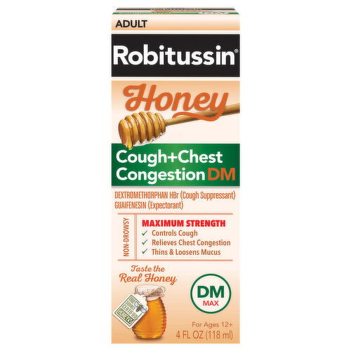 Robitussin Cough + Chest Congestion, Honey, Adult, Maximum Strength