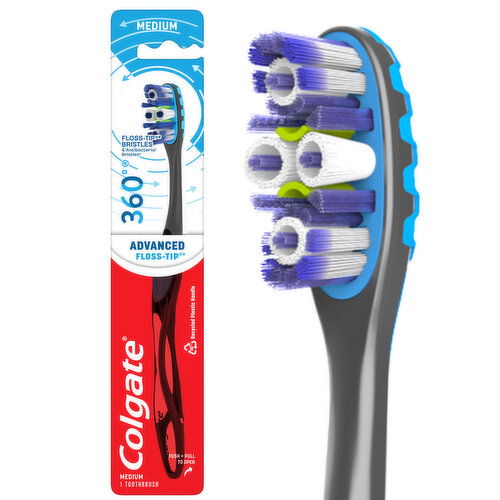 Colgate 360 Advanced Adult Manual Floss-Tip Bristles Toothbrush