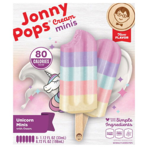 JonnyPops Ice Pops, Unicorn, Cream, Minis