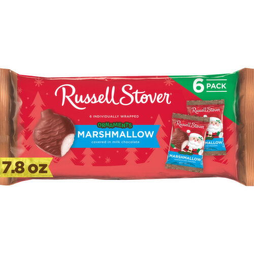 Russell Stover Christmas Marshmallow, Ornaments, 6 Pack