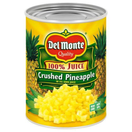 Del Monte Crushed Pineapple, 100% Juice