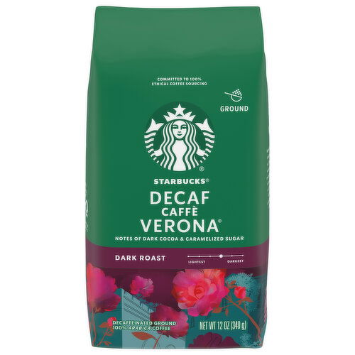 Starbucks Coffee, Ground, Dark Roast, Caffe Verona, Decaffeinated