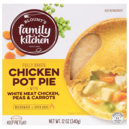 Blount's Family Kitchen Pot Pie, with White Meat Chicken, Peas & Carrots, Chicken, Fully Baked