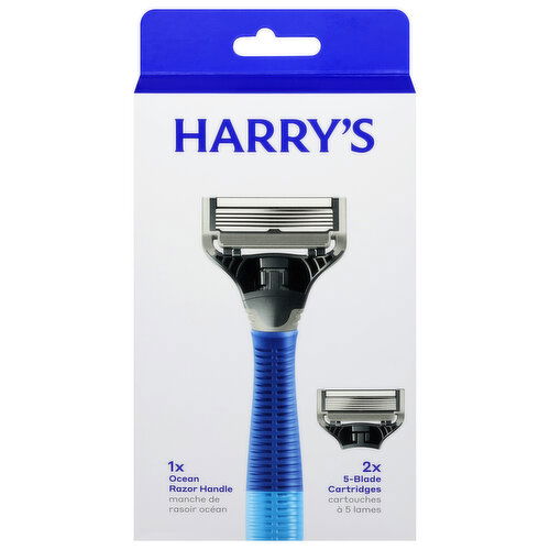 Harry's Razor Handle + Cartridges, 5-Blade, Ocean