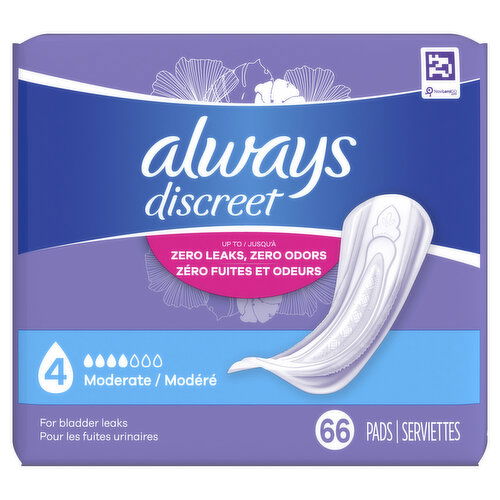 Always Discreet Discreet Moderate Absorbency, Regular Length