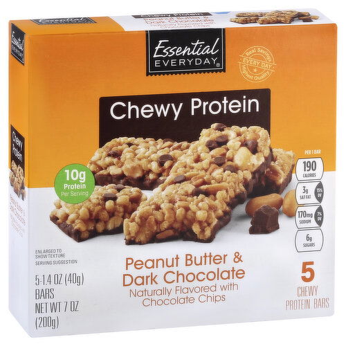 Essential Everyday Protein Bars, Chewy, Peanut Butter & Dark Chocolate