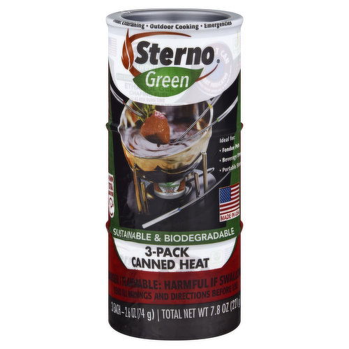 Sterno Green Canned Heat, 3 Pack