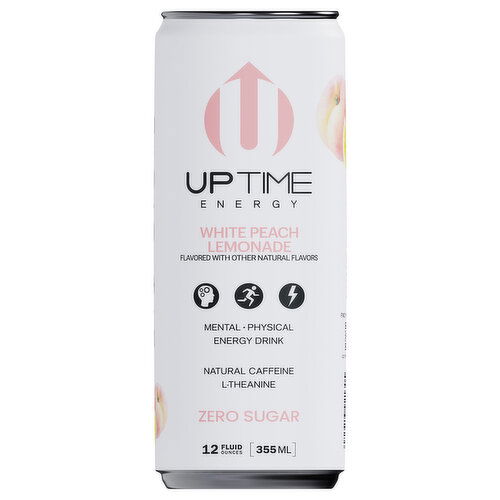 Uptime Zero Sugar White Peach Lemonade Energy Drink