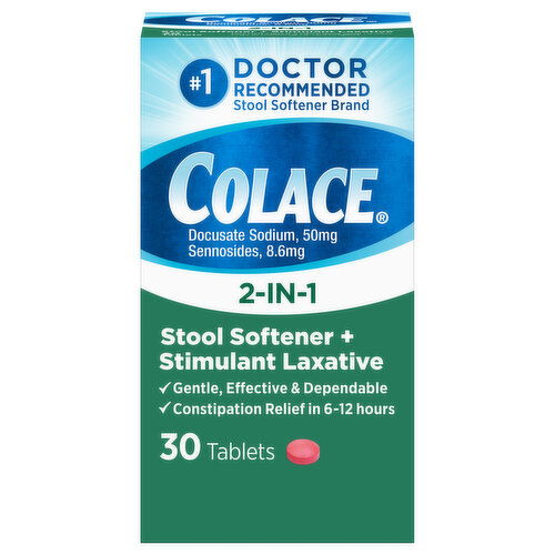 Colace Stool Softener + Stimulant Laxative, 2-in-1, Tablets