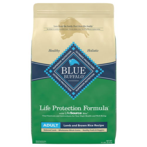 Blue Buffalo Blue Life Protection Formula Food for Dogs, Natural, Lamb and Brown Rice Recipe, Adult