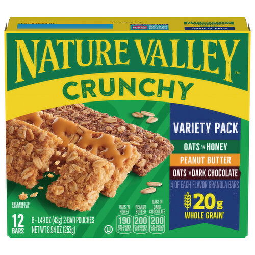 Nature Valley Crunchy Oats 'N Honey/Peanut Butter/Oat 'N Dark Chocolate Granola Bars Variety Pack