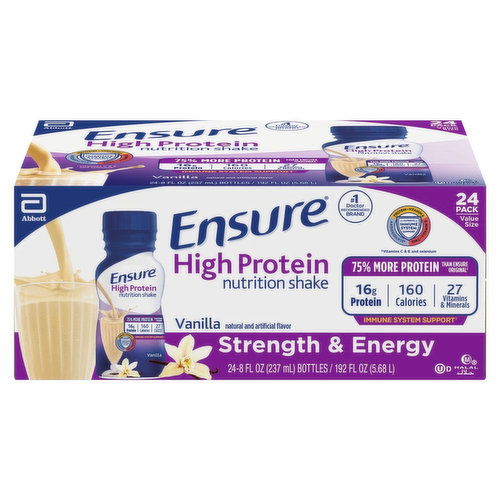 Ensure Nutrition Shake, High Protein, Vanilla, Value Size, 24 Pack