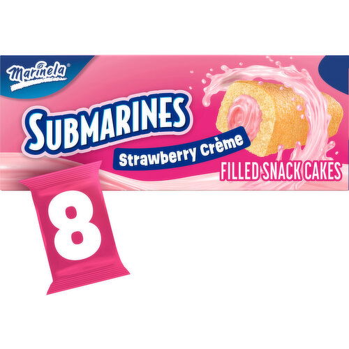 Marinela Submarinos Strawberry Crème Filled Snack Cakes, 8 count, 9.84 oz