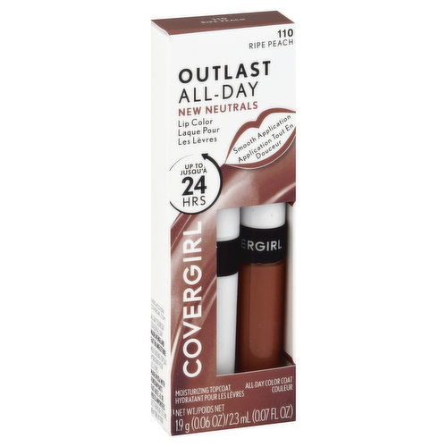 CoverGirl Outlast All-Day Lip Color & Top Coat, Moisturizing, Ripe Peach 110