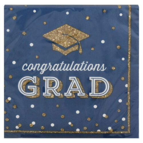 Party Creations Napkins, Glittering Grad, 2 Ply