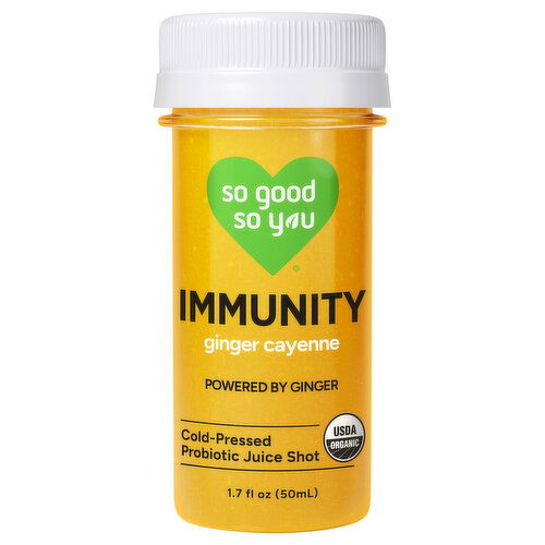 So Good So You Immunity Ginger Cayenne Cold-Pressed Probiotic Juice Shot