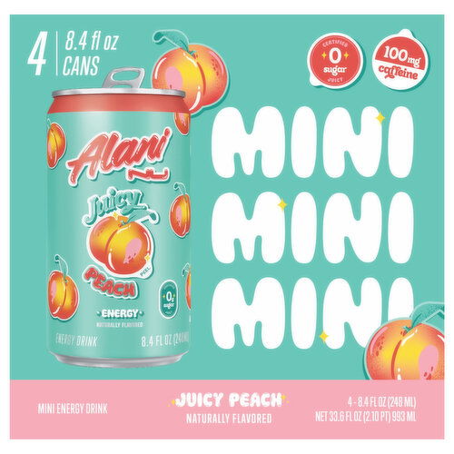 Alani Nu Energy Drink, Juicy Peach, Mini