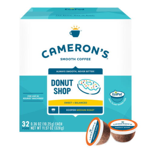 Cameron's Coffee, Smooth, Medium Roast, Donut Shop, Pods