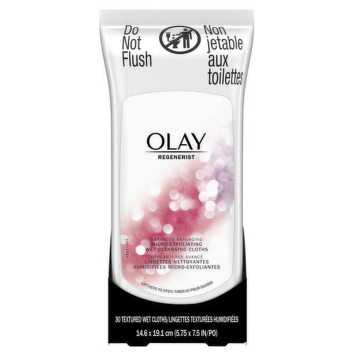 Olay Regenerist Regenerist Micro-Exfoliating Wet Cleansing Cloths, 30 Count