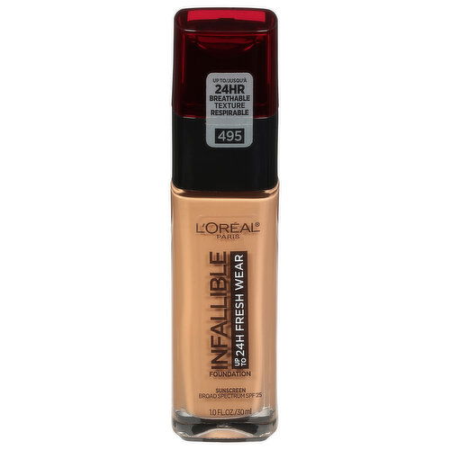 L'Oreal Infallible Foundation, Amber 495, Broad Spectrum SPF 25