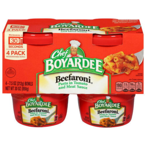 Chef Boyardee Beefaroni Pasta, in Tomato and Meat Sauce, 4 Pack