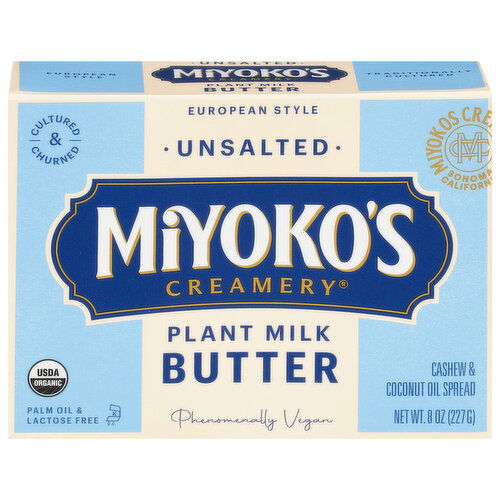 Miyoko's Creamery Butter, Plant Milk, Unsalted, European Style