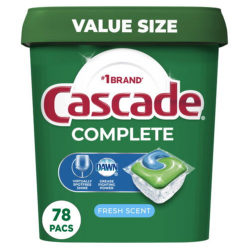 Cascade Complete Dishwasher Pods Detergent, Fresh