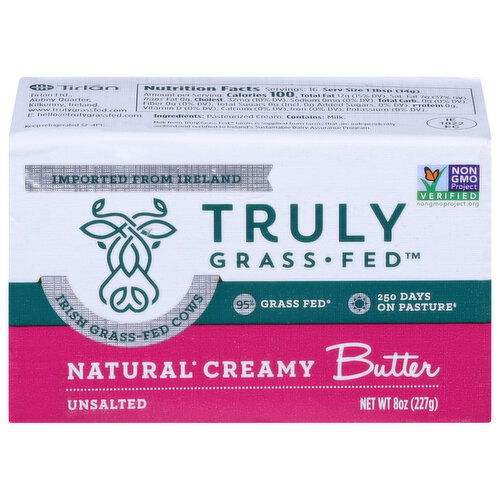 Truly Grass Fed Butter, Natural Creamy, Unsalted