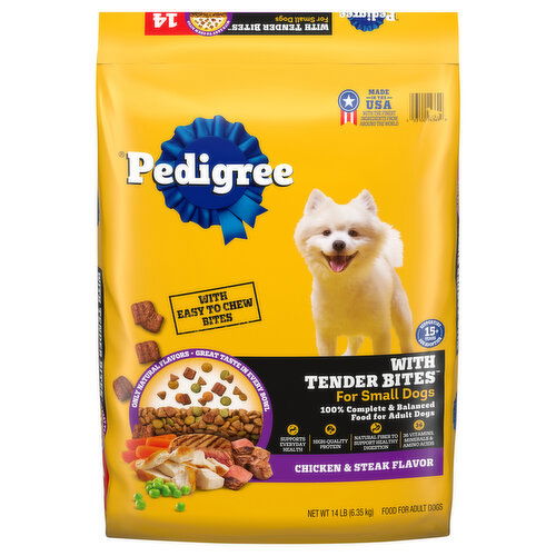 Pedigree With Tender Bites For Small Dogs Adult 100% Complete & Balanced Chicken & Steak Flavor Food for Dogs