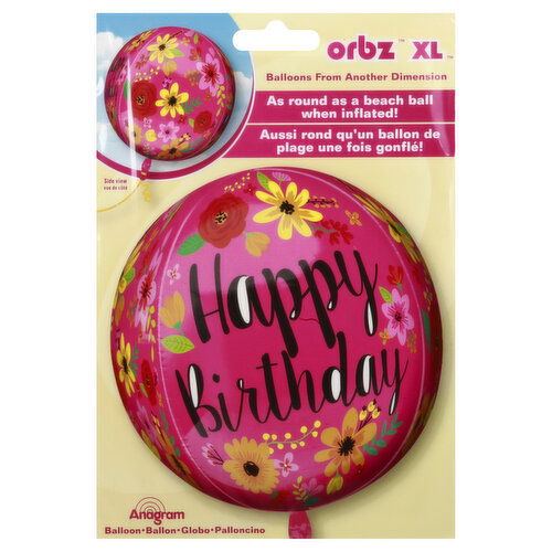 Anagram Balloon, Happy Biethday, Orbz, XL