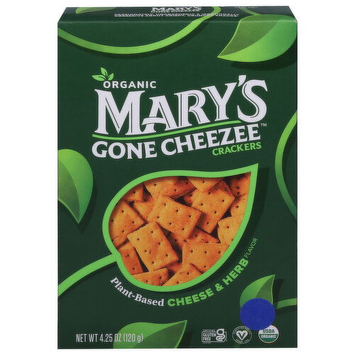 Mary's Gone Cheezee Crackers, Organic, Plant-Based, Cheese & Herb Flavor