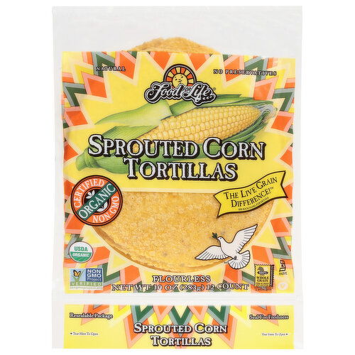 Food for Life Tortillas, Sprouted Corn, Flourless