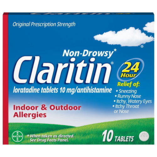 Claritin Indoor & Outdoor Allergies, Non-Drowsy, 10 mg, Tablets