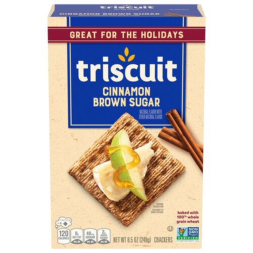 TRISCUIT Cinnamon Brown Sugar Whole Grain Wheat Crackers, Holiday Crackers