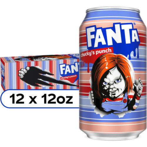 Fanta Fruit Punch Caffeine Free Soda Soft Drink, Chucky's Punch Halloween Edition