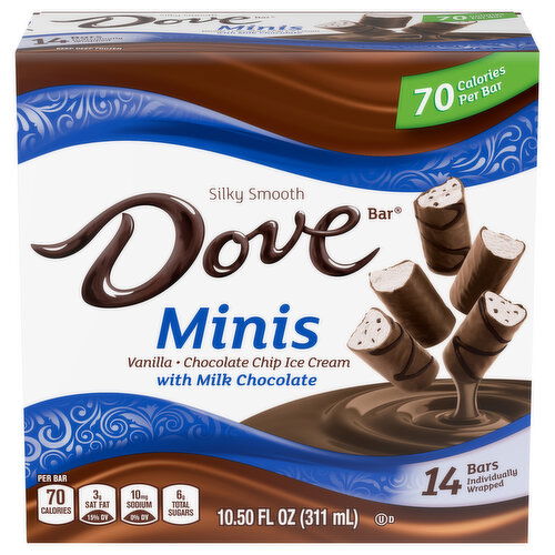 Dove Minis with Milk Chocolate Vanilla/Chocolate Chip Ice Cream Bars