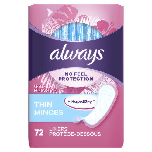 Always Daily Liners Always Daily Liners, Regular Absorbency, Unscented, 72 Ct