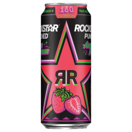 Rockstar Punched Energy Drink, Strawberry, Aguas Frescas