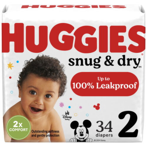 Huggies Snug & Dry Diapers, Disney Baby, Size 2 (12-18 lb)