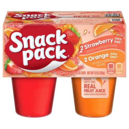 Snack Pack Strawberry and Orange Flavored Juicy Gels